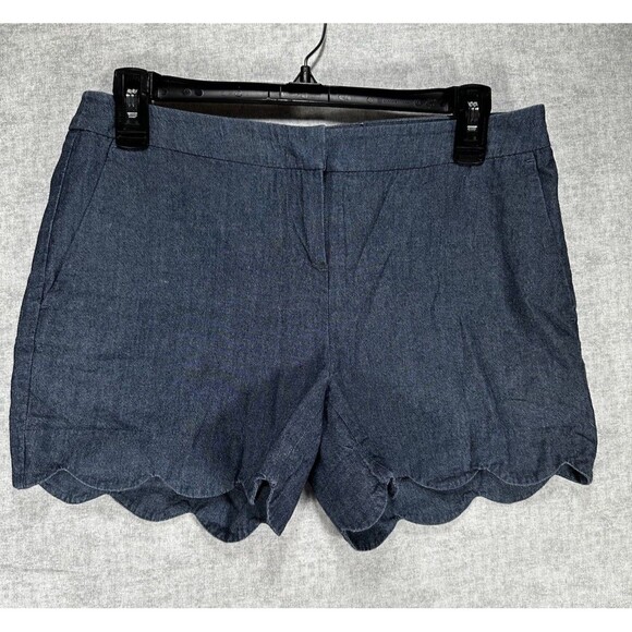 Kenar Blue Scalloped Hem Shorts Size 4 Flat Front Pockets Woman’s - Picture 1 of 7